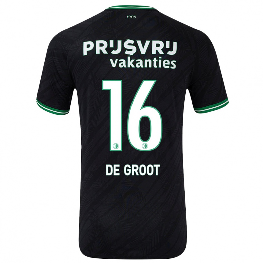 Enfant Football Maillot Jasmijn De Groot #16 Noir Vert Tenues Extérieur 2024/25 Canada