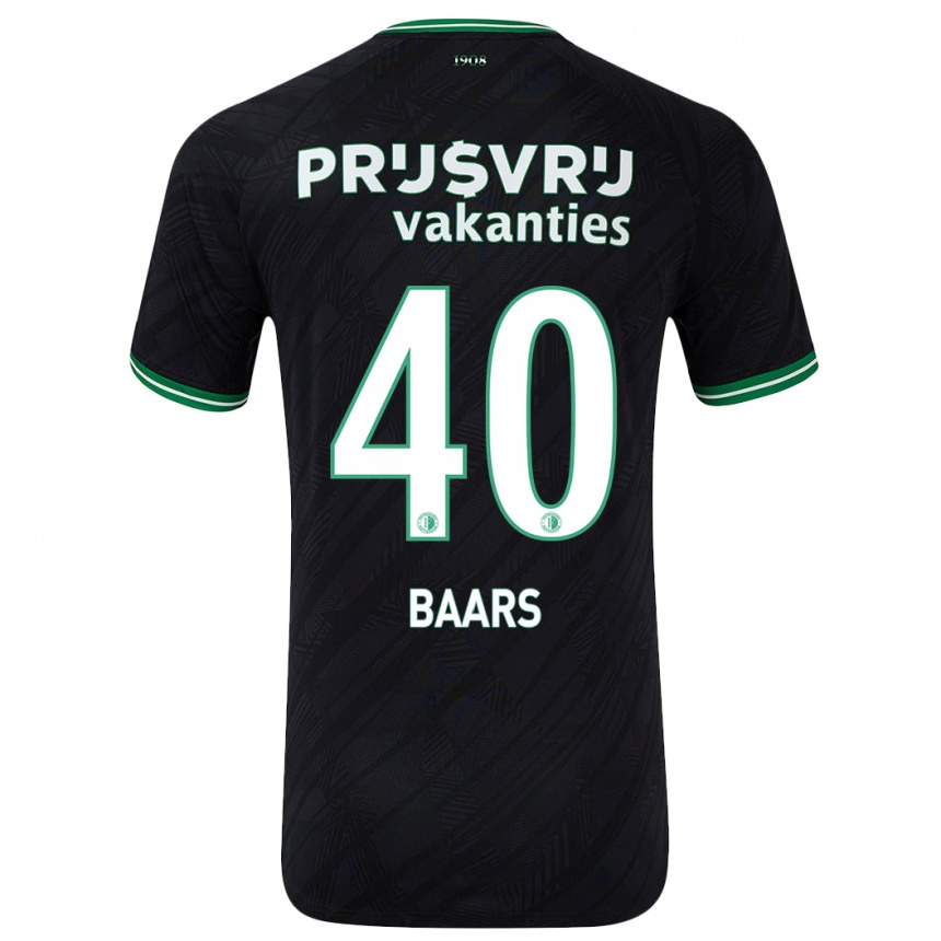 Kids Football Guus Baars #40 Black Green Away Jersey 2024/25 T-Shirt Canada