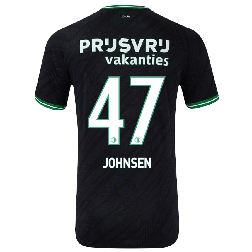 Kids Football Mikael Torset Johnsen #47 Black Green Away Jersey 2024/25 T-Shirt Canada