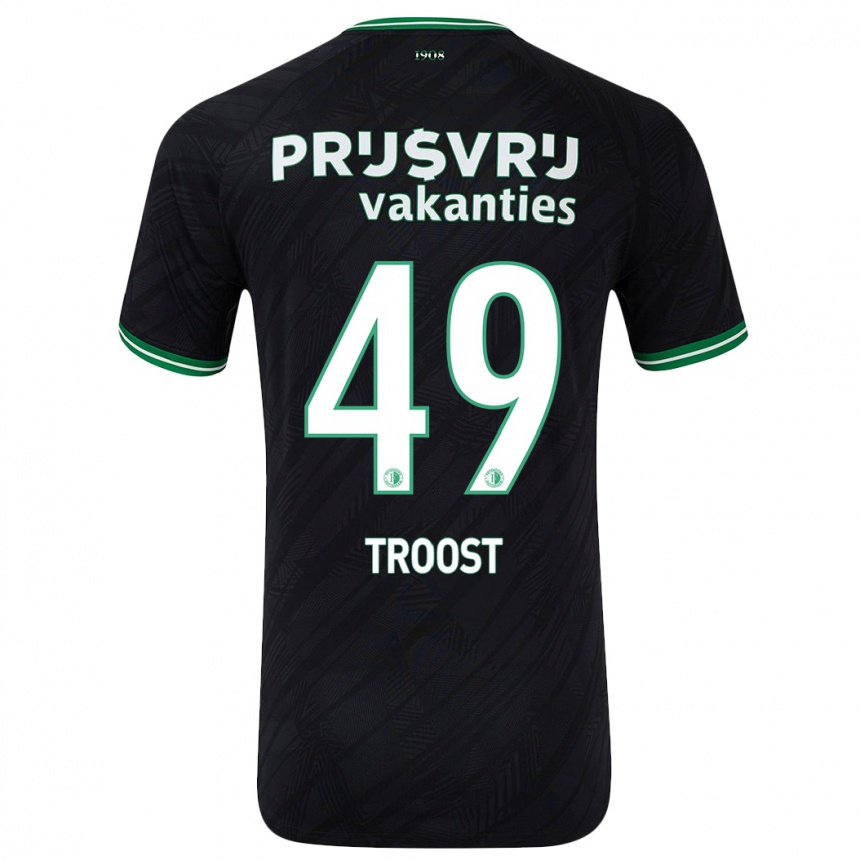 Kids Football Tein Troost #49 Black Green Away Jersey 2024/25 T-Shirt Canada