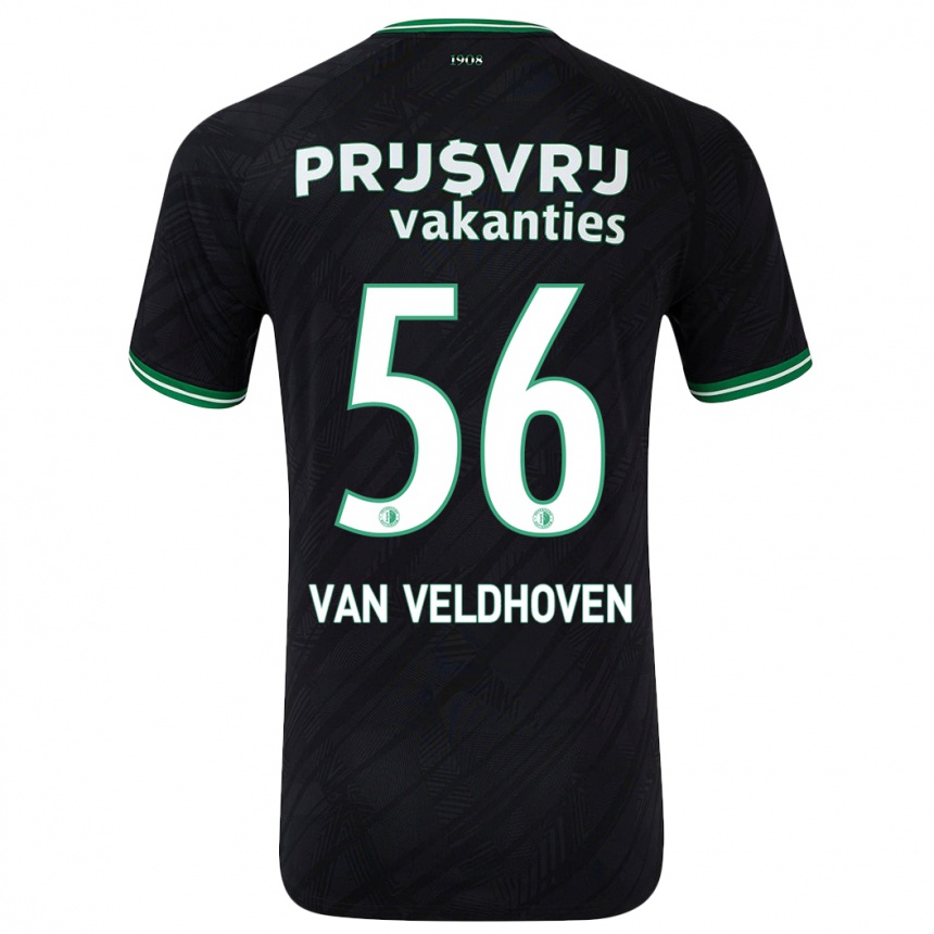 Enfant Football Maillot Kars Van Veldhoven #56 Noir Vert Tenues Extérieur 2024/25 Canada