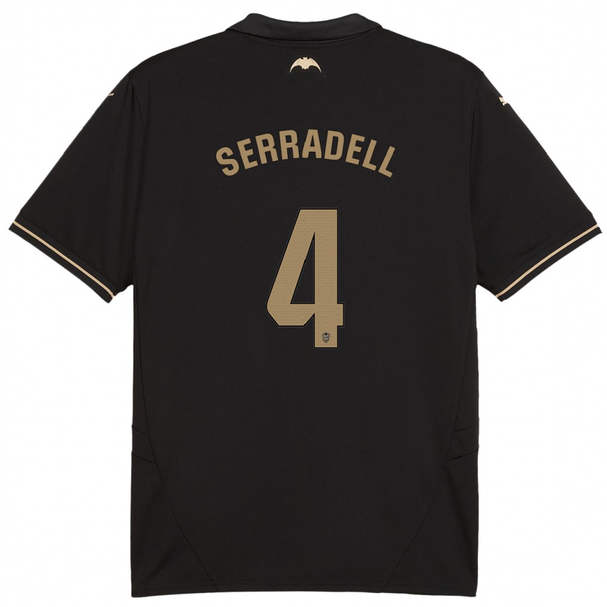 Kids Football Álex Serradell #4 Black Away Jersey 2024/25 T-Shirt Canada