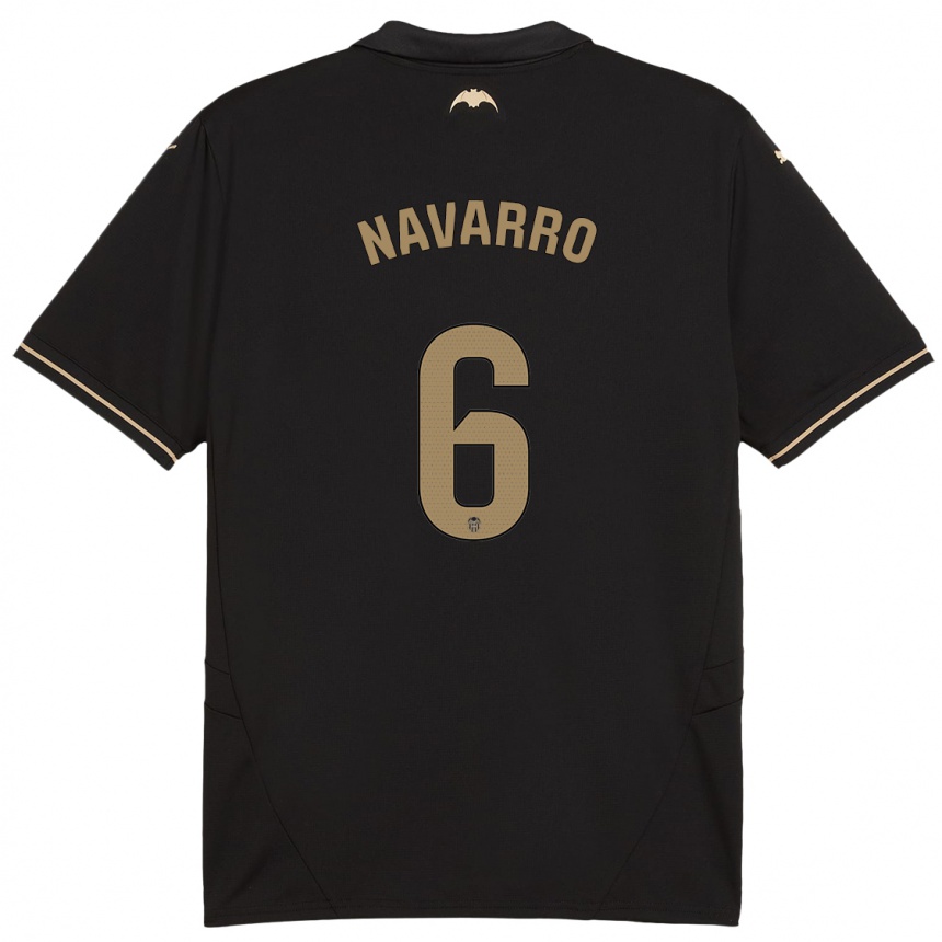 Kids Football Javi Navarro #6 Black Away Jersey 2024/25 T-Shirt Canada