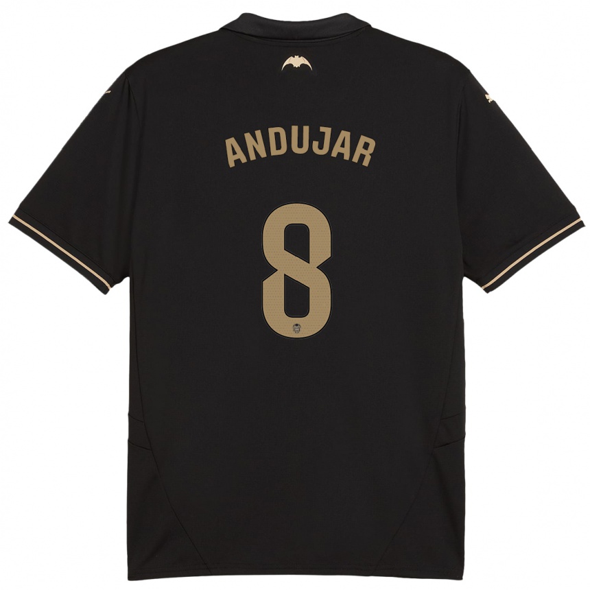 Kids Football Candela Andujar #8 Black Away Jersey 2024/25 T-Shirt Canada