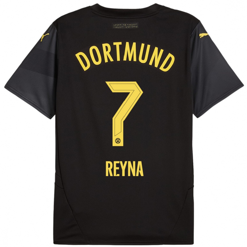 Enfant Football Maillot Giovanni Reyna #7 Noir Jaune Tenues Extérieur 2024/25 Canada