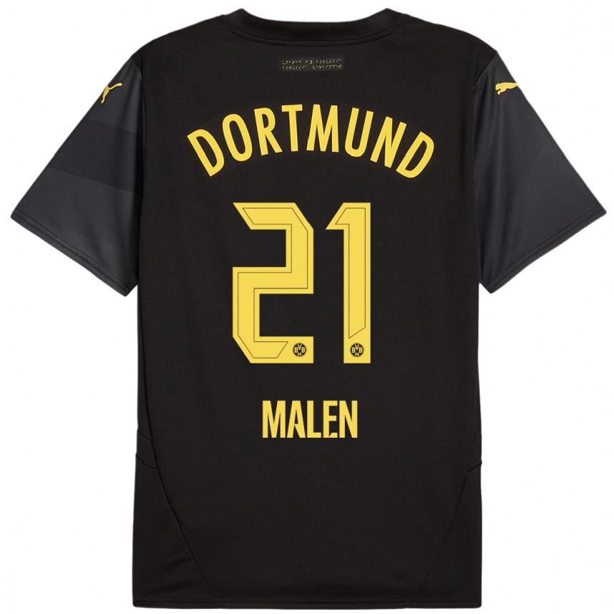 Enfant Football Maillot Donyell Malen #21 Noir Jaune Tenues Extérieur 2024/25 Canada