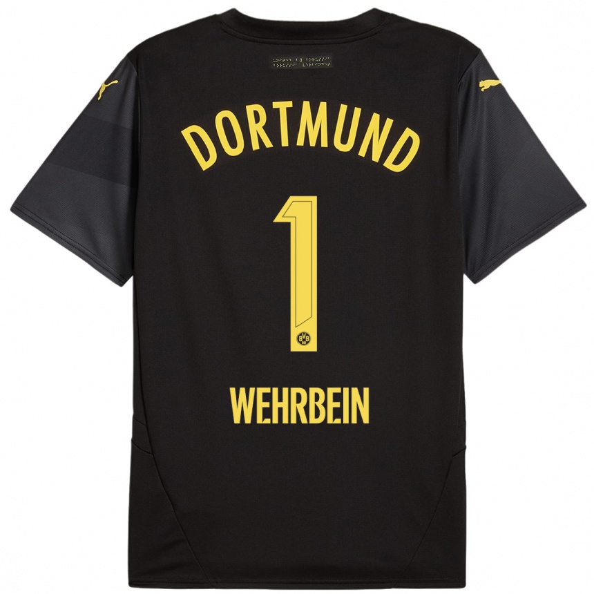 Kids Football Jan-Mattis Wehrbein #1 Black Yellow Away Jersey 2024/25 T-Shirt Canada