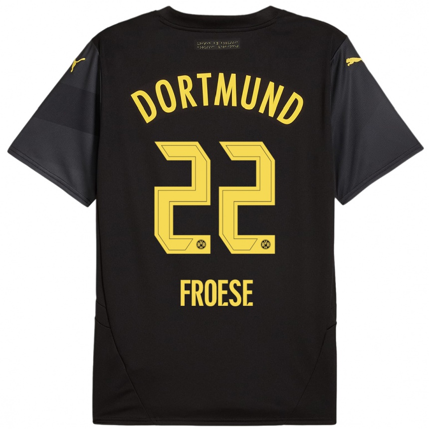 Kids Football Julien Froese #22 Black Yellow Away Jersey 2024/25 T-Shirt Canada