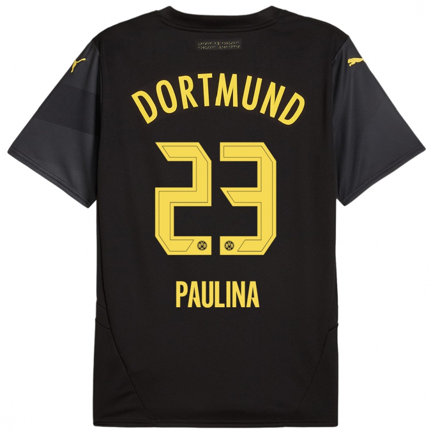 Kids Football Jordi Paulina #23 Black Yellow Away Jersey 2024/25 T-Shirt Canada