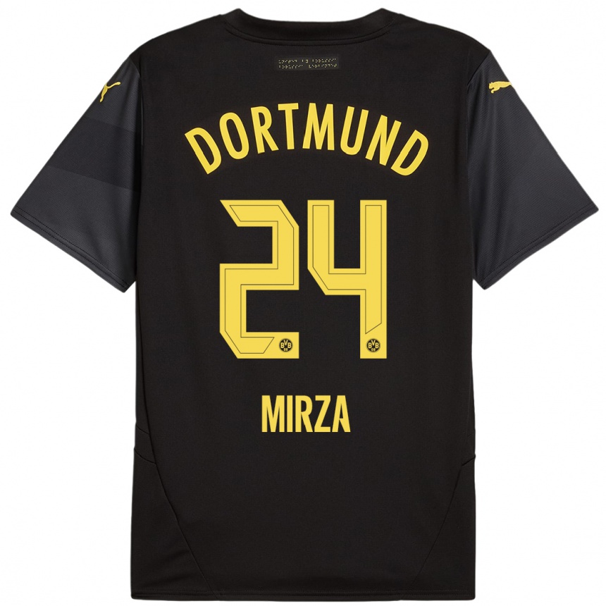 Kids Football Marwan-Omir Mirza #24 Black Yellow Away Jersey 2024/25 T-Shirt Canada