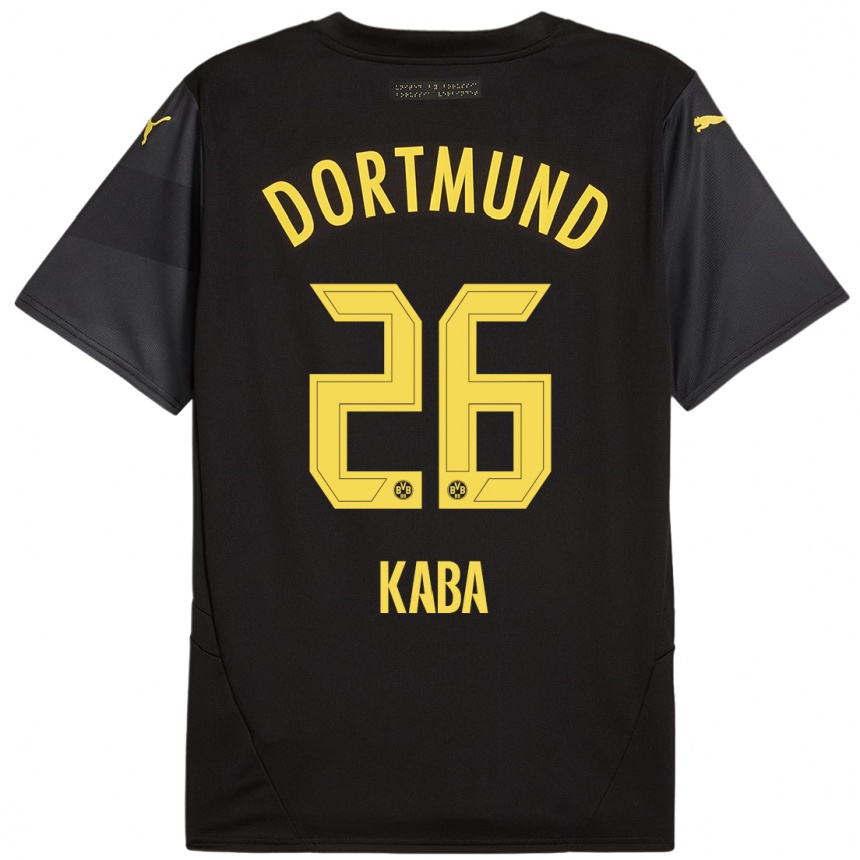 Enfant Football Maillot Mussa Kaba #26 Noir Jaune Tenues Extérieur 2024/25 Canada