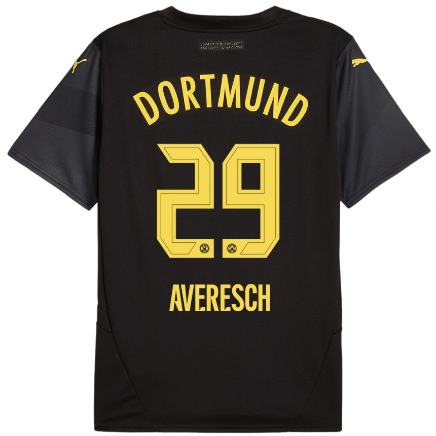 Kids Football Noah Averesch #29 Black Yellow Away Jersey 2024/25 T-Shirt Canada