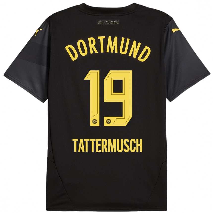 Kids Football Ted Tattermusch #19 Black Yellow Away Jersey 2024/25 T-Shirt Canada