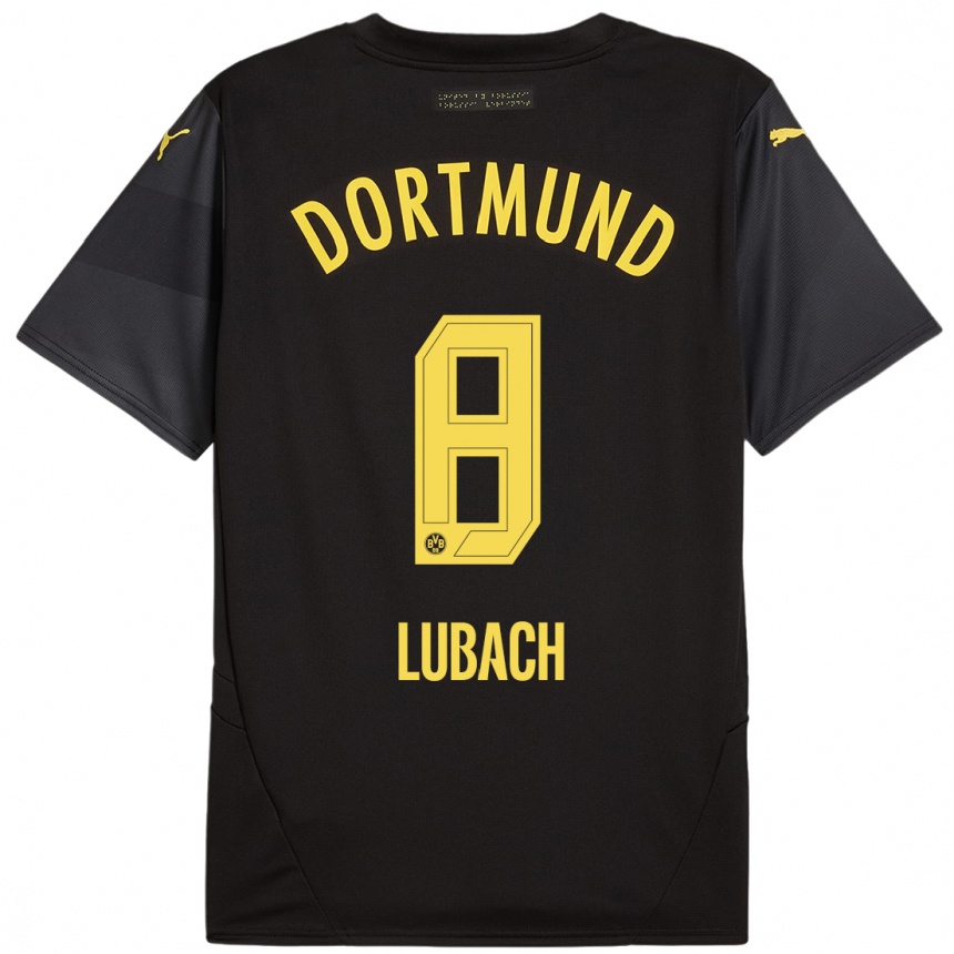 Kids Football Rafael Lubach #8 Black Yellow Away Jersey 2024/25 T-Shirt Canada