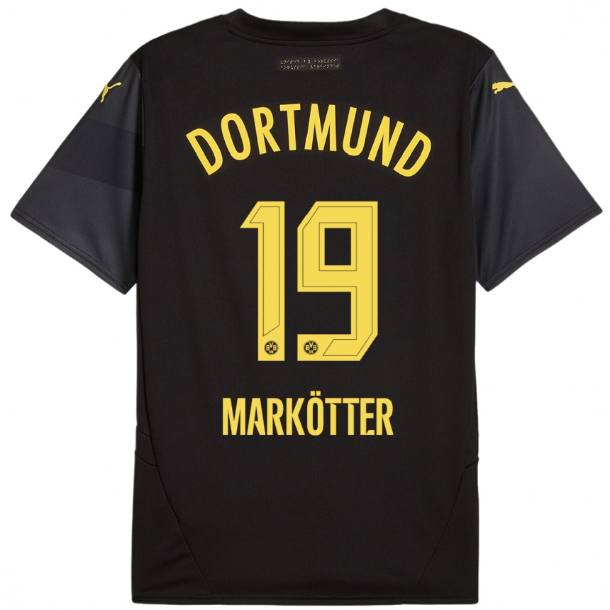 Enfant Football Maillot Jonah Markötter #19 Noir Jaune Tenues Extérieur 2024/25 Canada