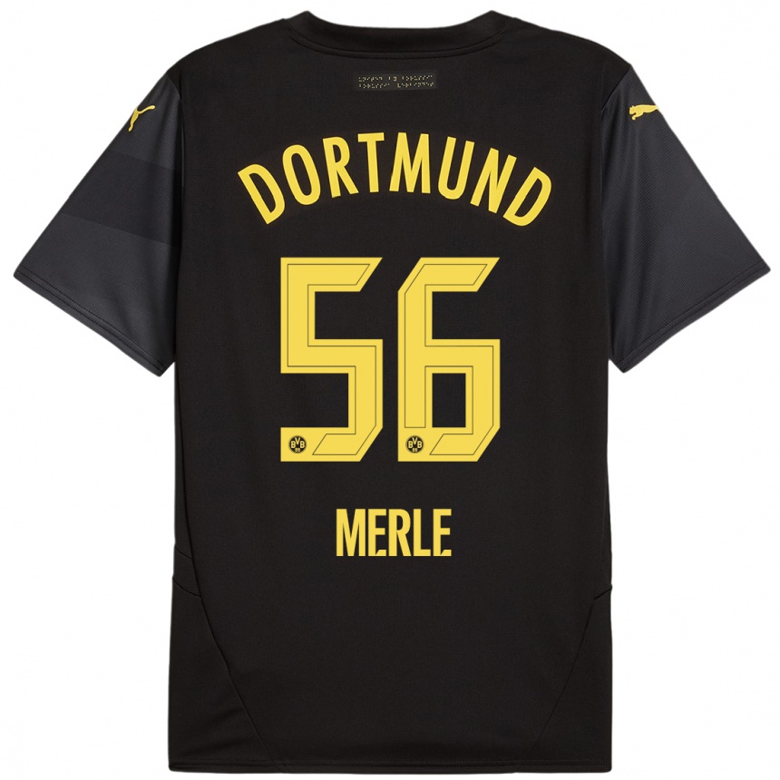 Kids Football Albers Merle #56 Black Yellow Away Jersey 2024/25 T-Shirt Canada