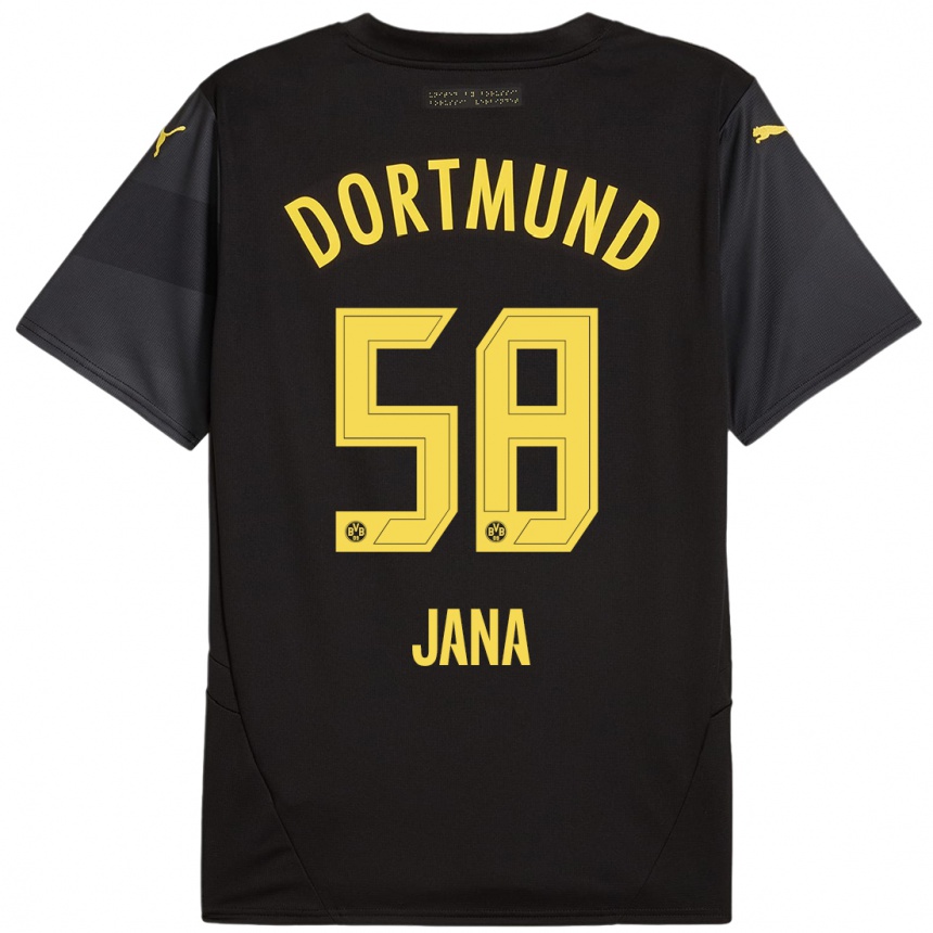 Kids Football Nordberg Jana #58 Black Yellow Away Jersey 2024/25 T-Shirt Canada