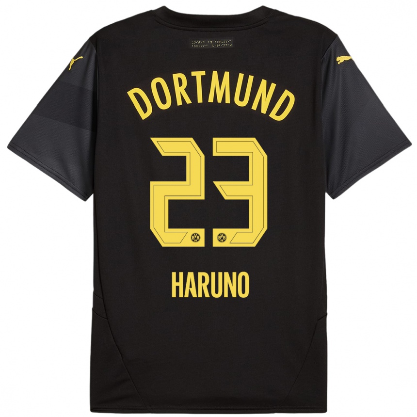 Kids Football Sasaki Haruno #23 Black Yellow Away Jersey 2024/25 T-Shirt Canada