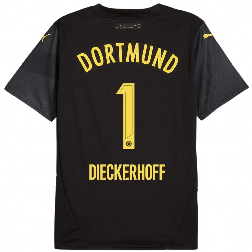 Kids Football Max Dieckerhoff #1 Black Yellow Away Jersey 2024/25 T-Shirt Canada