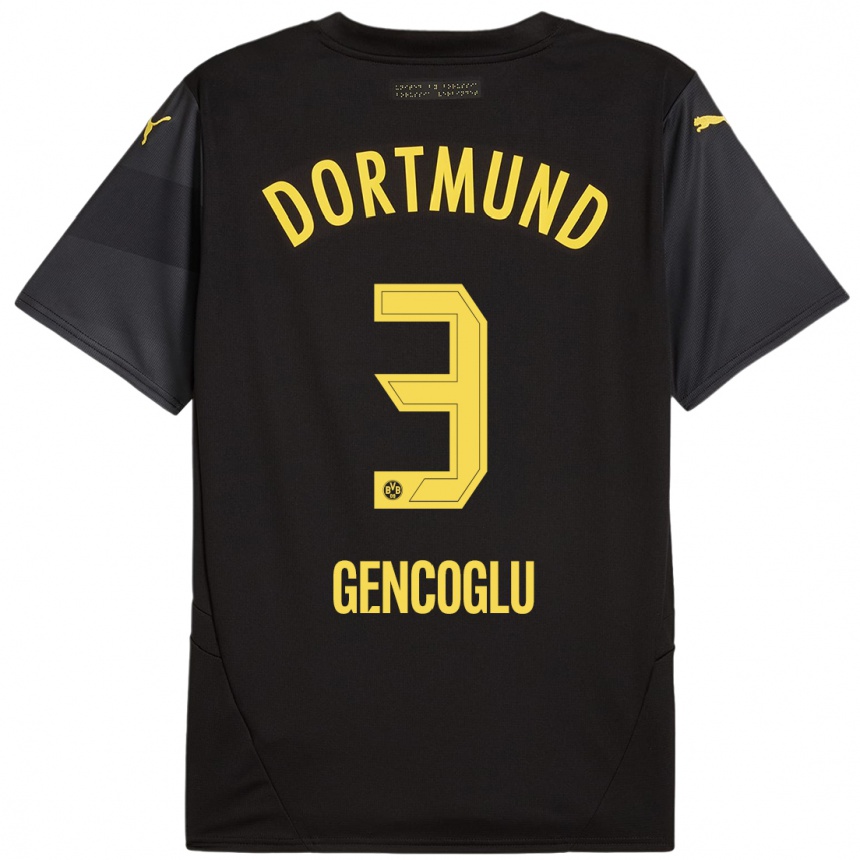 Enfant Football Maillot Tekin Gencoglu #3 Noir Jaune Tenues Extérieur 2024/25 Canada