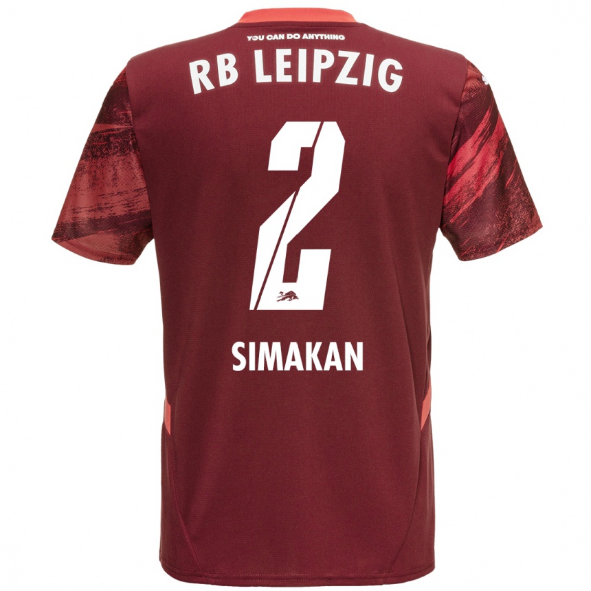 Kids Football Mohamed Simakan #2 Burgundy Away Jersey 2024/25 T-Shirt Canada