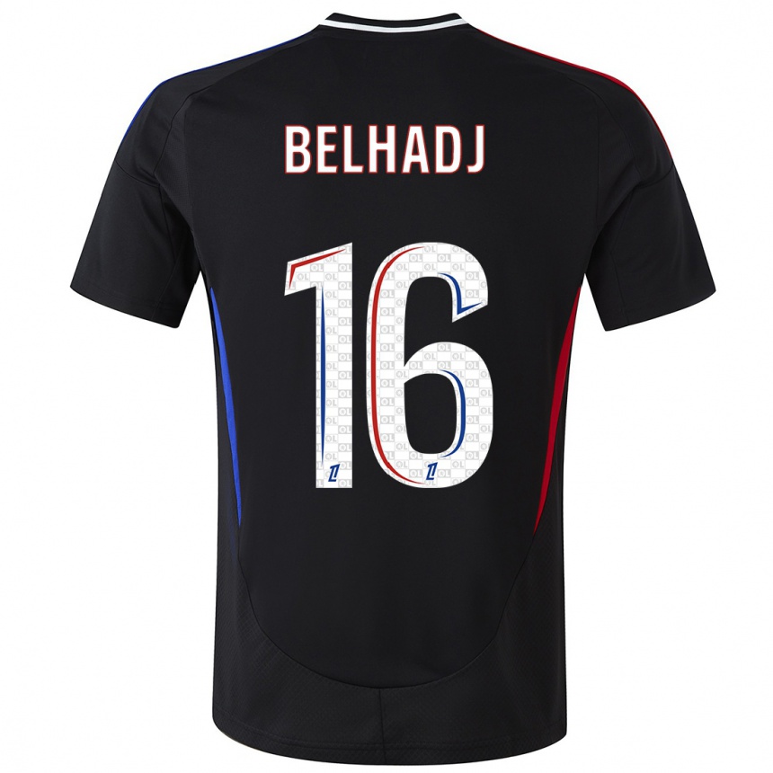 Kids Football Féerine Belhadj #16 Black Away Jersey 2024/25 T-Shirt Canada