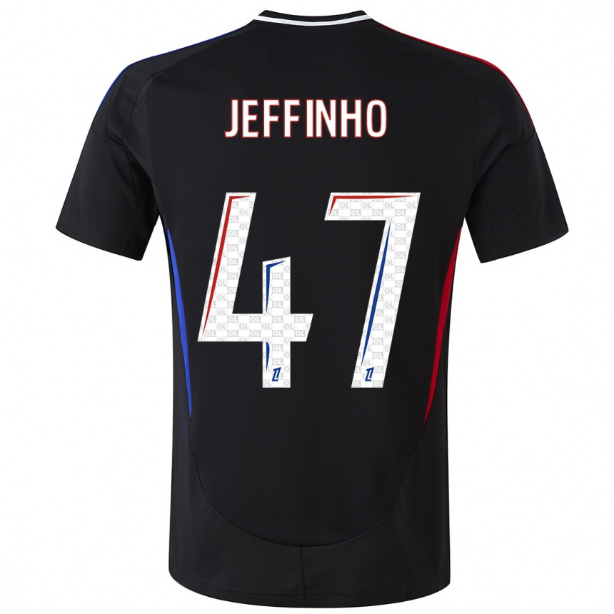 Kids Football Jeffinho #47 Black Away Jersey 2024/25 T-Shirt Canada