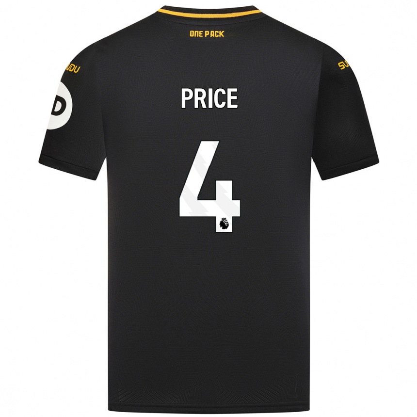 Kids Football Anna Price #4 Black Away Jersey 2024/25 T-Shirt Canada