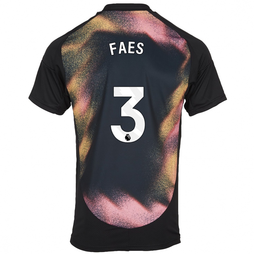 Kids Football Wout Faes #3 Black White Away Jersey 2024/25 T-Shirt Canada