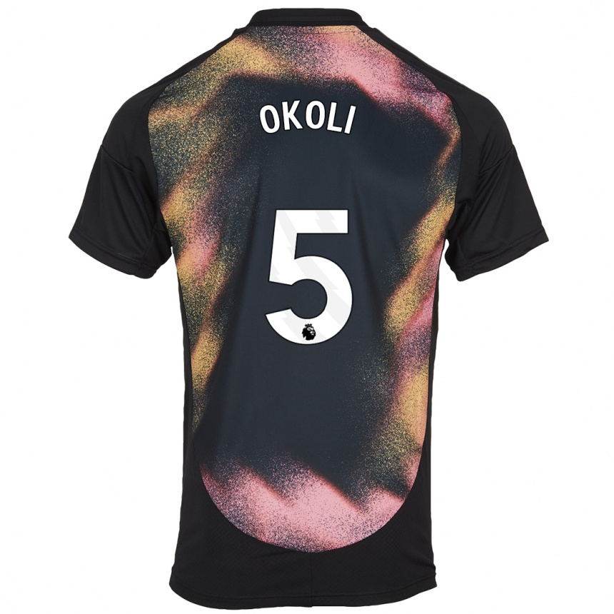 Kids Football Caleb Okoli #5 Black White Away Jersey 2024/25 T-Shirt Canada