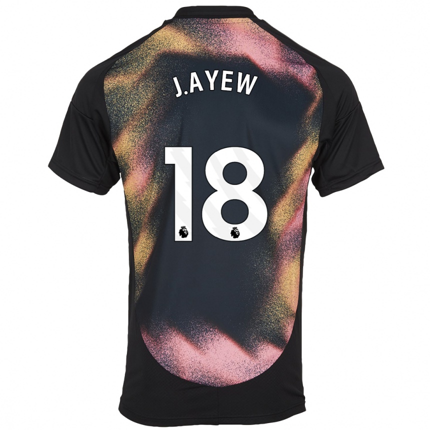 Kids Football Ayew #18 Black White Away Jersey 2024/25 T-Shirt Canada