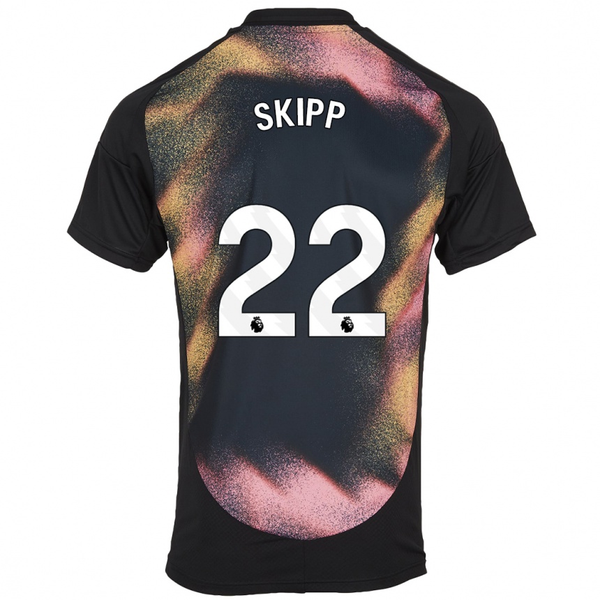 Kids Football Oliver Skipp #22 Black White Away Jersey 2024/25 T-Shirt Canada