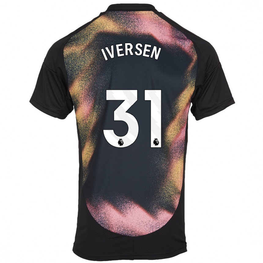 Kids Football Daniel Iversen #31 Black White Away Jersey 2024/25 T-Shirt Canada