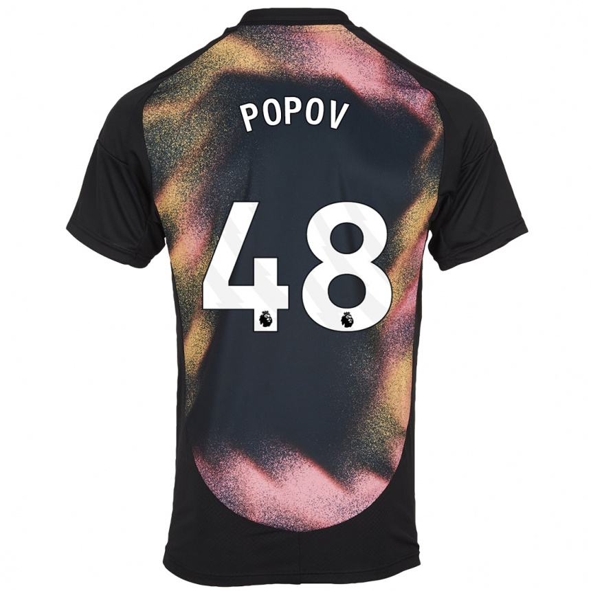 Kids Football Chris Popov #48 Black White Away Jersey 2024/25 T-Shirt Canada