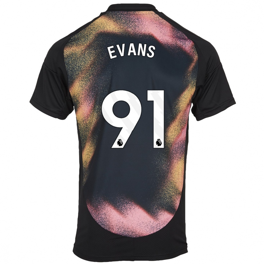 Kids Football Jake Evans #91 Black White Away Jersey 2024/25 T-Shirt Canada