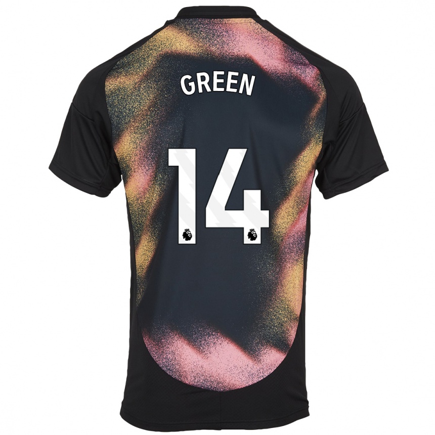 Kids Football Josie Green #14 Black White Away Jersey 2024/25 T-Shirt Canada