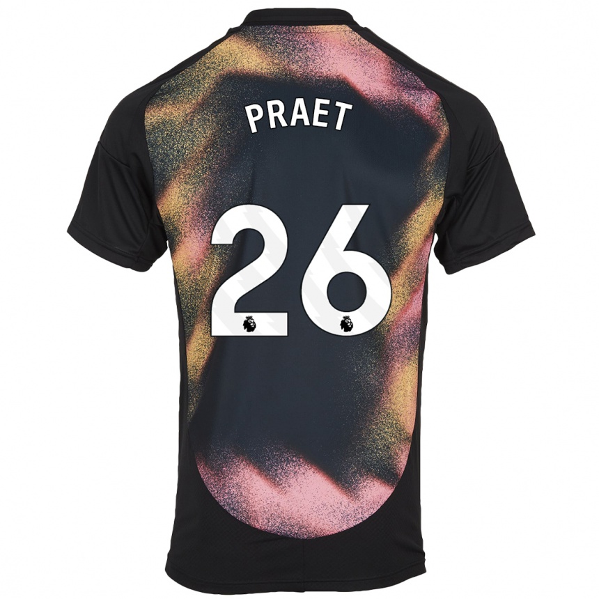 Kids Football Dennis Praet #26 Black White Away Jersey 2024/25 T-Shirt Canada