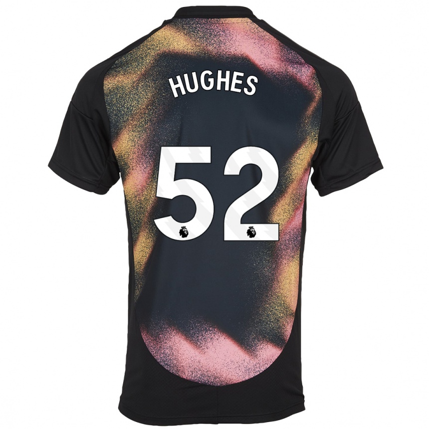 Kids Football Iestyn Hughes #52 Black White Away Jersey 2024/25 T-Shirt Canada