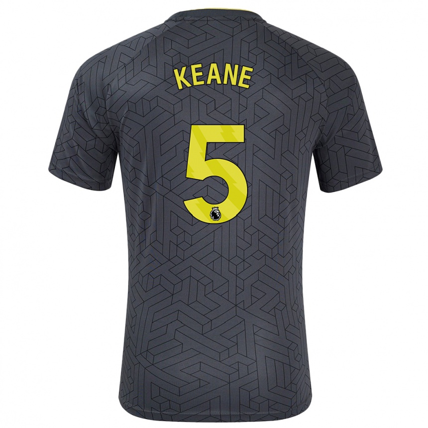 Kids Football Michael Keane #5 Black Yellow Away Jersey 2024/25 T-Shirt Canada