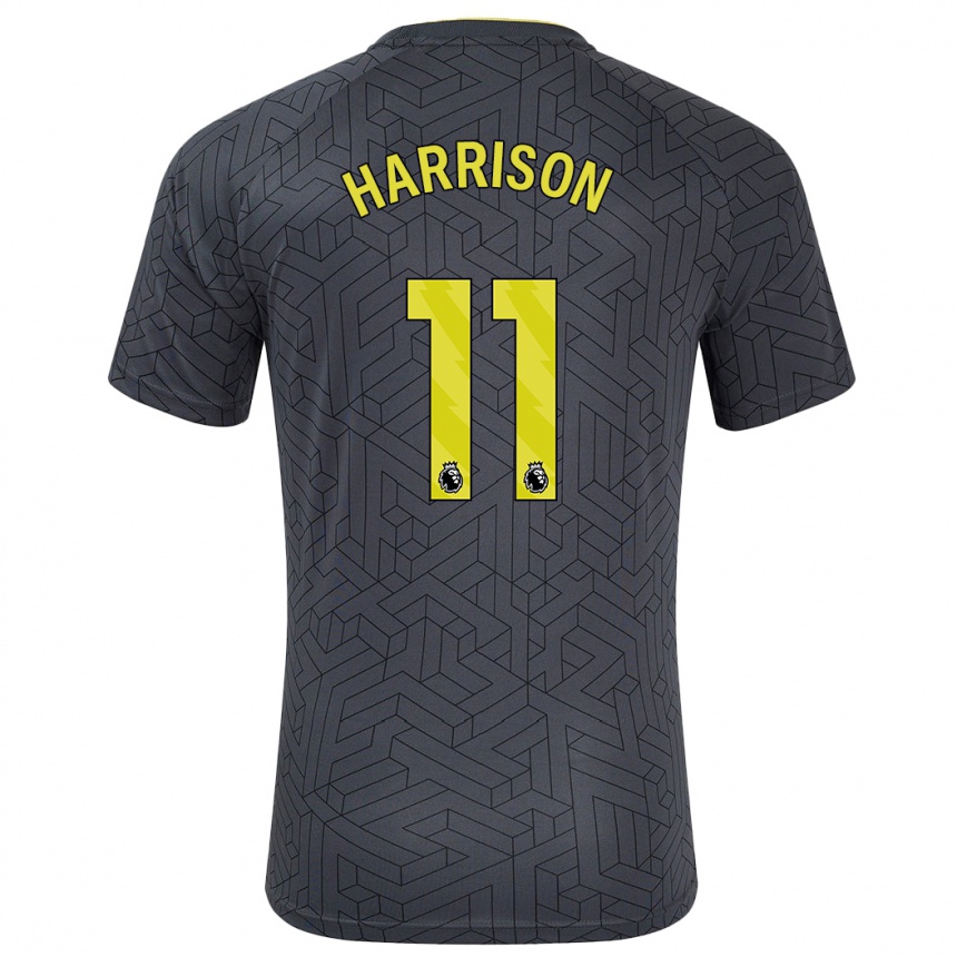 Kids Football Jack Harrison #11 Black Yellow Away Jersey 2024/25 T-Shirt Canada