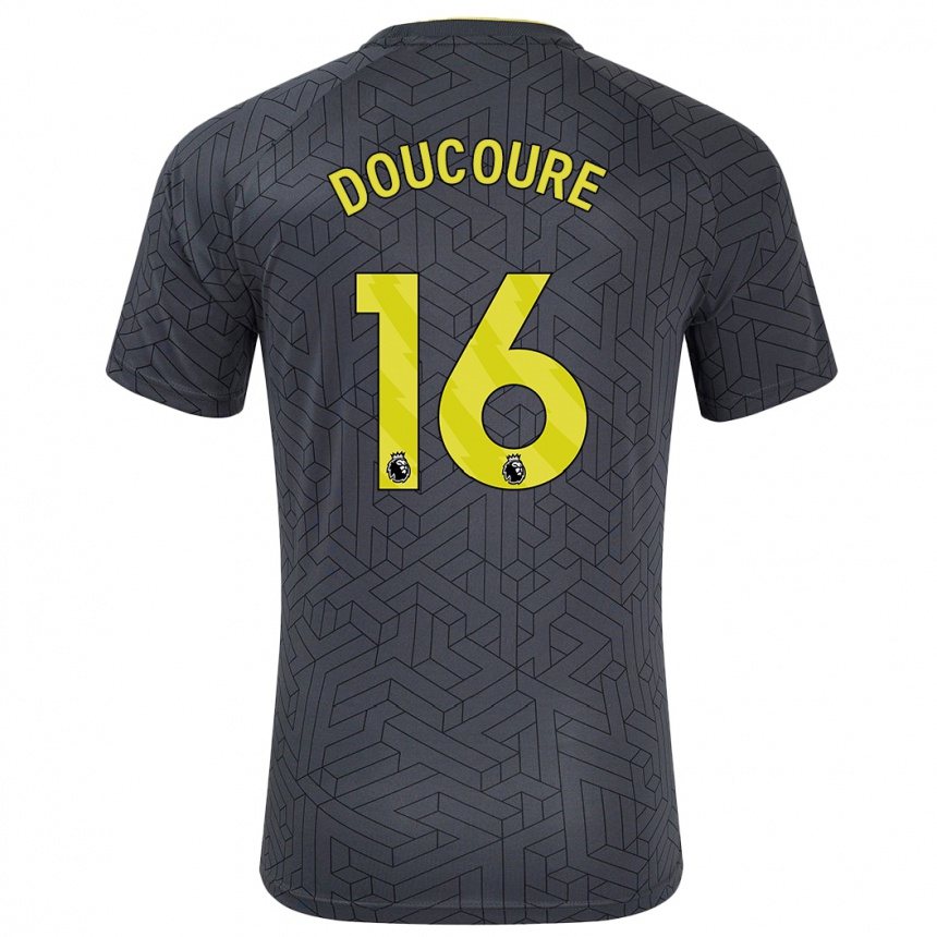 Kids Football Abdoulaye Doucouré #16 Black Yellow Away Jersey 2024/25 T-Shirt Canada