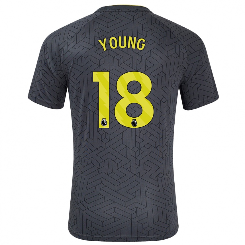 Kids Football Ashley Young #18 Black Yellow Away Jersey 2024/25 T-Shirt Canada