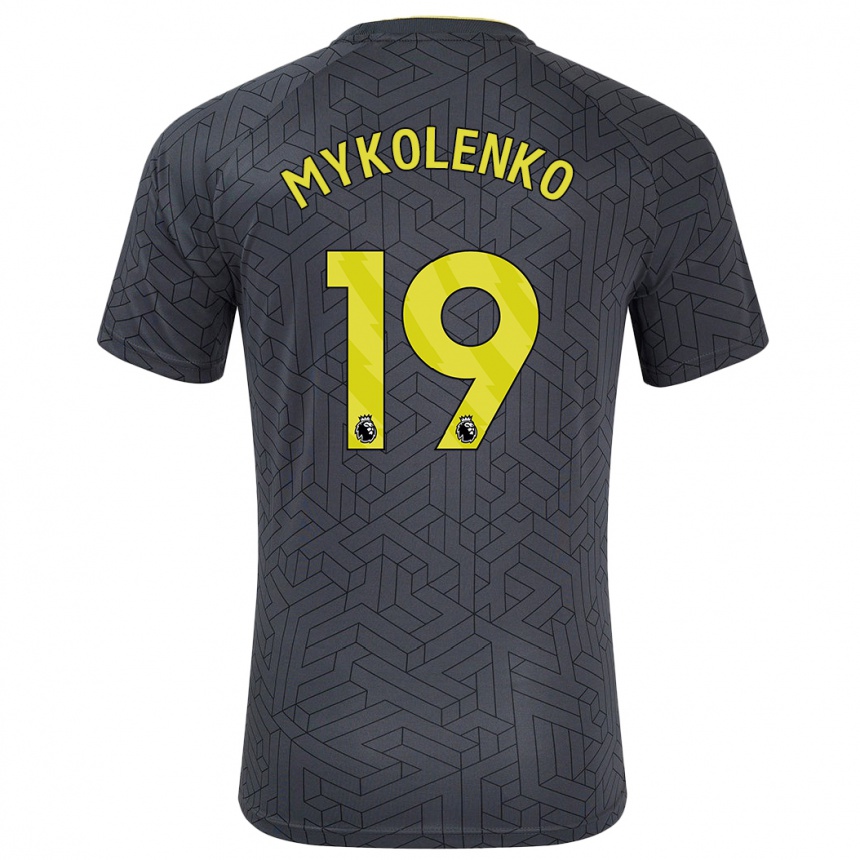 Kids Football Vitaliy Mykolenko #19 Black Yellow Away Jersey 2024/25 T-Shirt Canada