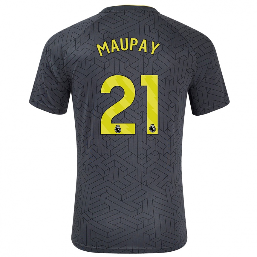 Kids Football Neal Maupay #21 Black Yellow Away Jersey 2024/25 T-Shirt Canada