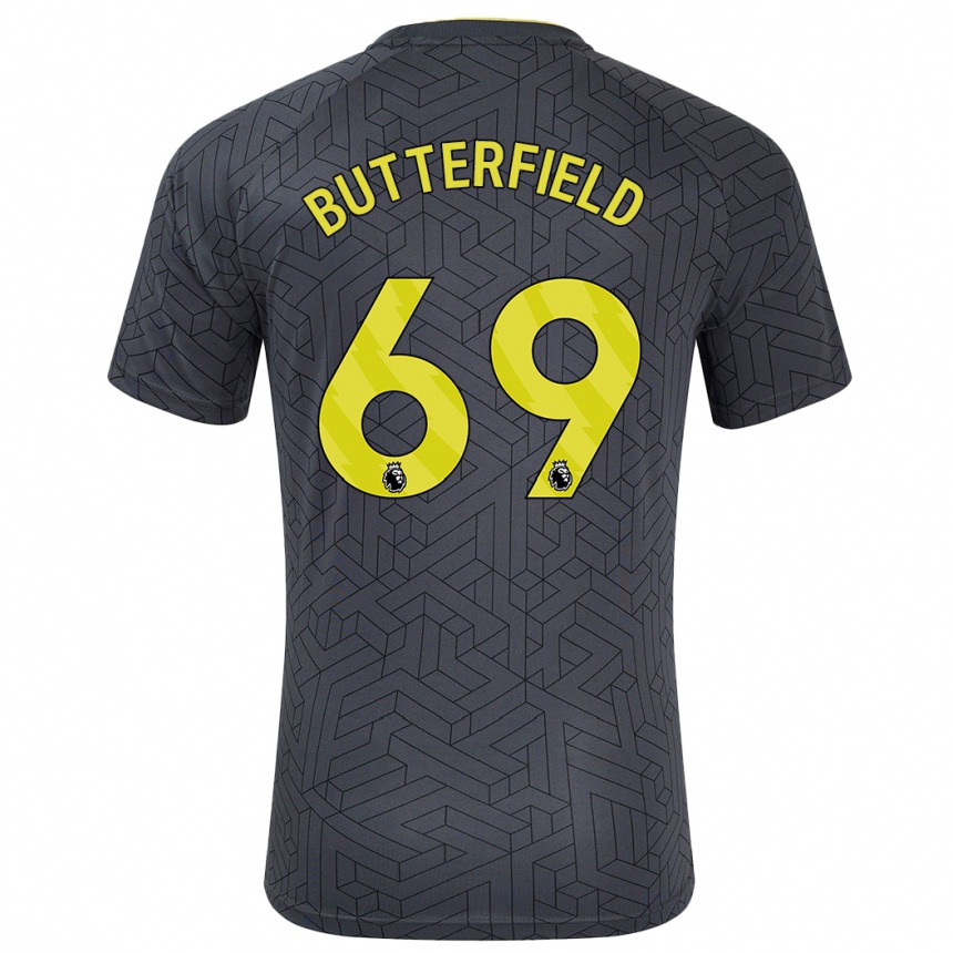 Kids Football Luke Butterfield #69 Black Yellow Away Jersey 2024/25 T-Shirt Canada