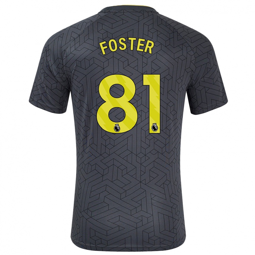 Enfant Football Maillot Harvey Foster #81 Noir Jaune Tenues Extérieur 2024/25 Canada