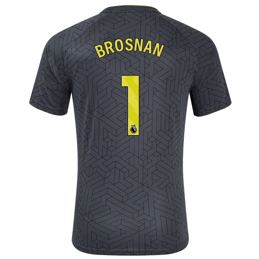 Kids Football Courtney Brosnan #1 Black Yellow Away Jersey 2024/25 T-Shirt Canada