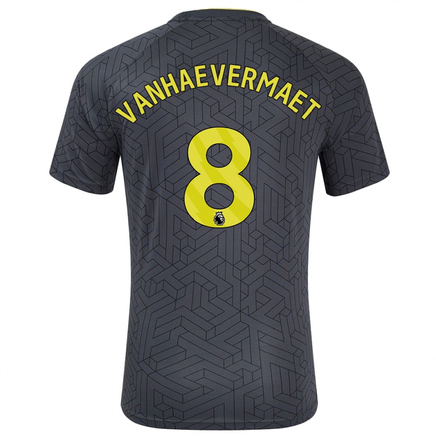 Kids Football Justine Vanhaevermaet #8 Black Yellow Away Jersey 2024/25 T-Shirt Canada