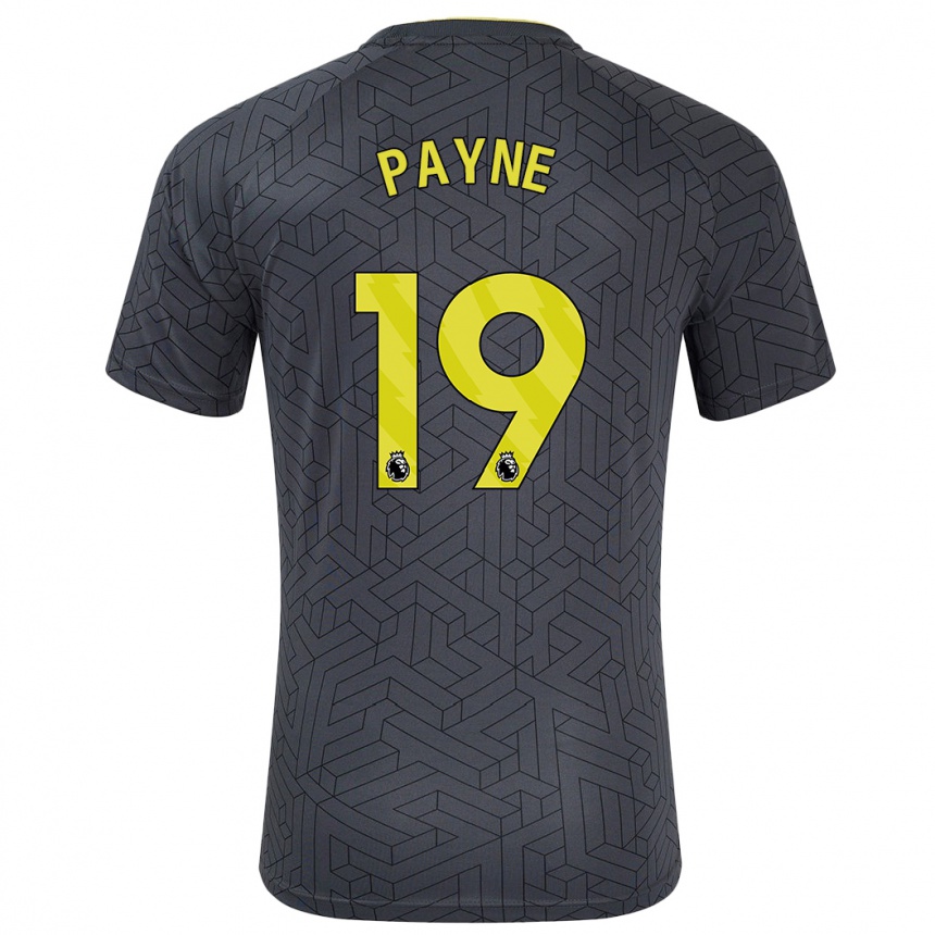 Kids Football Heather Payne #19 Black Yellow Away Jersey 2024/25 T-Shirt Canada