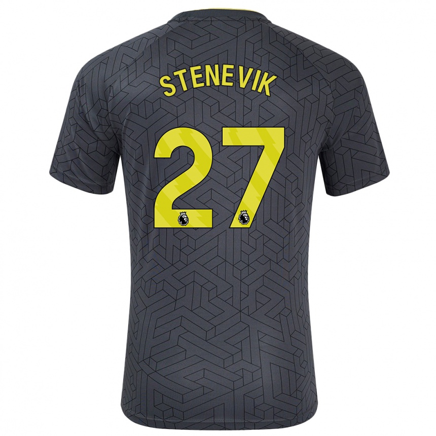 Kids Football Elise Stenevik #27 Black Yellow Away Jersey 2024/25 T-Shirt Canada